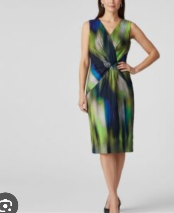 Lafayette 148 New York Dresses & Skirts - Lafayette 148 watercolour cotton wrap waist sheath dress Sz 14
